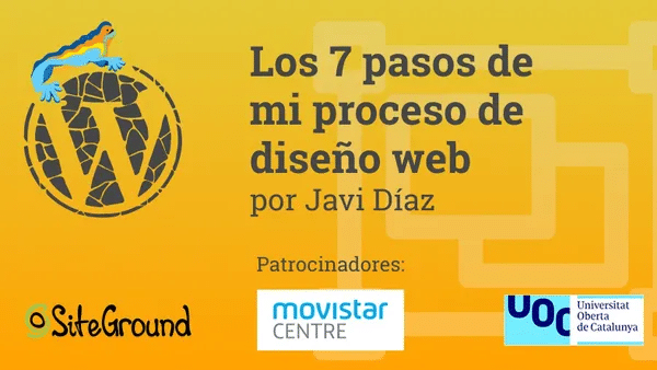 Portada del evento "Los 7 pasos de mi proceso de diseño web" por Javi Díaz